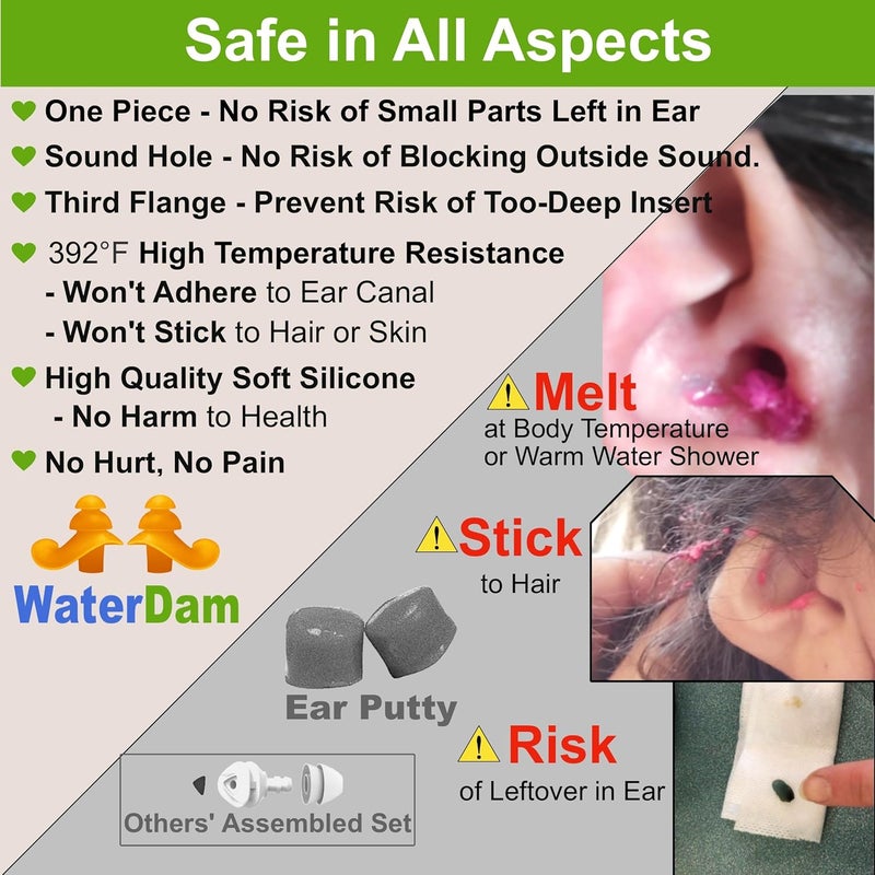 WaterDam Swimming Ear Plugs Great Waterproof Ultra Comfy Earplugs Prevent Swimmer's Ear - Image 3